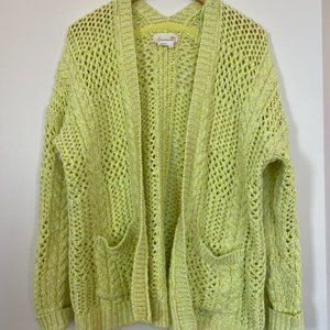 Anthropologie Knit Cardigan, Neon Green - Size XS/S